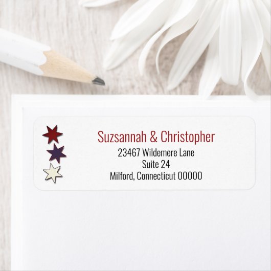 Red White Blue Stars Links Grenzlabel (Insitu)