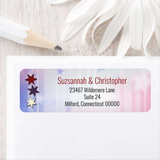 Red White Blue Stars Links Grenzlabel (Insitu)