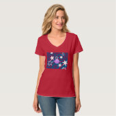 Red White & Blue Stars Nano V-Neck T - Shirt (Vorderseite Vollansicht)
