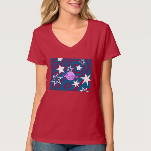 Red White & Blue Stars Nano V-Neck T - Shirt (Vorderseite)