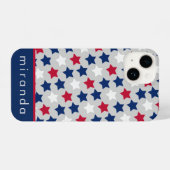 Red White Blue Stars Personalisiert Name iPhone Ca iPhone Hülle (Rückseite (Horizontal))