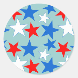 Red White & Blue Stars Runder Aufkleber
