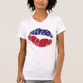 Red White Blue Stars Streifen 4. Juli KISS LIPS T-Shirt (Vorderseite)