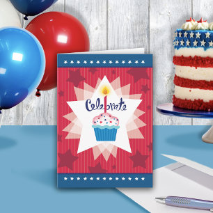 Red White Blue Stars Streifen Cupcake Geburtstag Karte