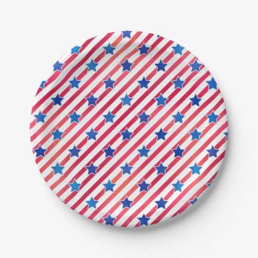 Red White Blue Stars Streifen USA Flag Pappteller (Vorderseite)