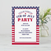 Red White Blue Stars Streifen USA Flagge 4 Juli Pa Einladung (Stehend Vorderseite)