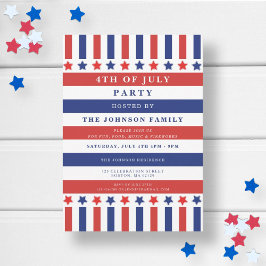 Red White Blue Stars & Stripes 4. Juli Party Einladung