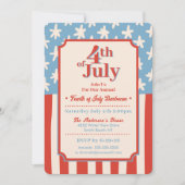 Red White & Blue Stars & Stripes Family Barbecue Einladung (Vorderseite)