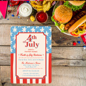 Red White & Blue Stars & Stripes Family Barbecue Einladung