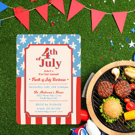 Red White & Blue Stars & Stripes Family Barbecue Einladung