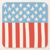 Red White & Blue Stars & Stripes Family Barbecue Rechteckiger Pappuntersetzer (Vorderseite)