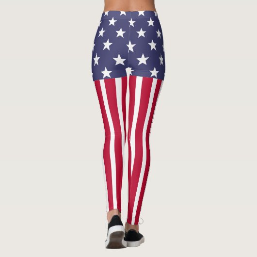 Red White Blue Stars Stripes USA Flagge Leggings (Rückseite)