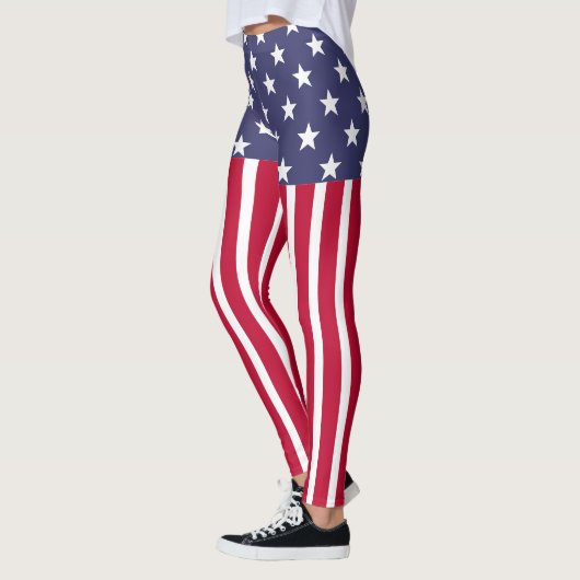 Red White Blue Stars Stripes USA Flagge Leggings (Links)