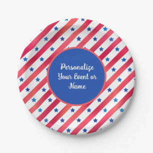 Red White Blue Stars Stripes USA Patriotic Pappteller