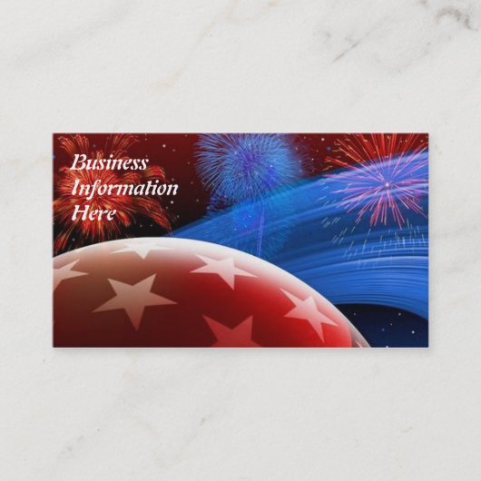 Red White Blue Stars und Fireworks Business Cards Visitenkarte (Vorderseite)