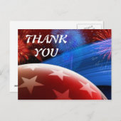 Red White Blue Stars und Fireworks dank Postcard Postkarte (Vorne/Hinten)