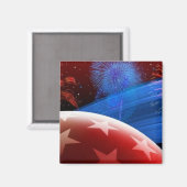 Red White Blue Stars und Fireworks Magnet (Vorderseite/Rückseite)