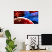 Red White Blue Stars und Fireworks Poster (Heimbüro)