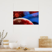 Red White Blue Stars und Fireworks Poster (Küche)