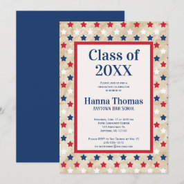 Red White Blue Stars US Military Abschluss Invit Einladung