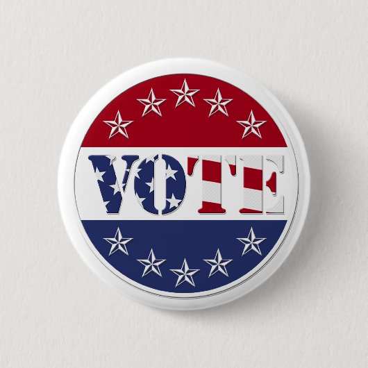 Red White & Blue STIMME mit US Flag & Stars - rund Button (Vorderseite)