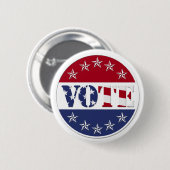 Red White & Blue STIMME mit US Flag & Stars - rund Button (Vorne & Hinten)