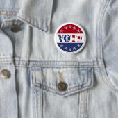 Red White & Blue STIMME mit US Flag & Stars - rund Button (Beispiel)