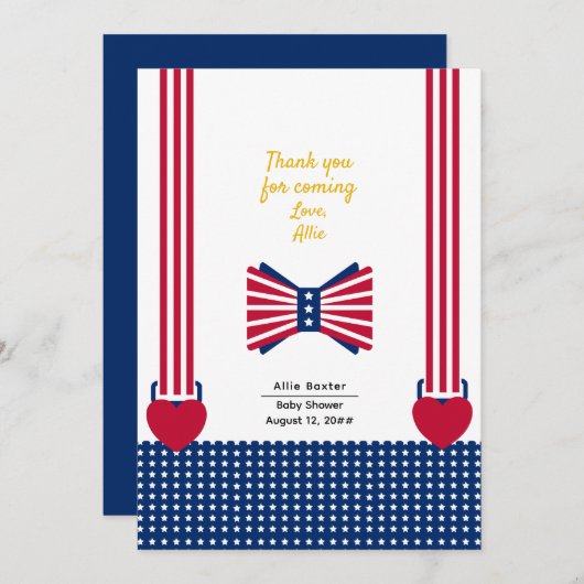 Red White & Blue Streifen 4. Juli Babydusche Dankeskarte (Vorne/Hinten)