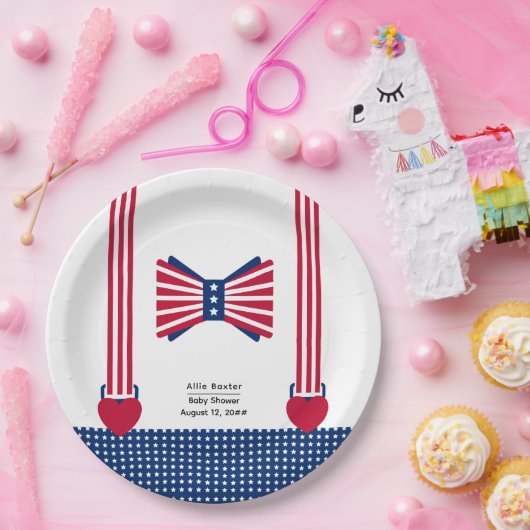 Red White & Blue Streifen 4. Juli Babydusche Pappteller (Party)