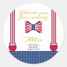 Red White & Blue Streifen 4. Juli Babydusche Runder Aufkleber