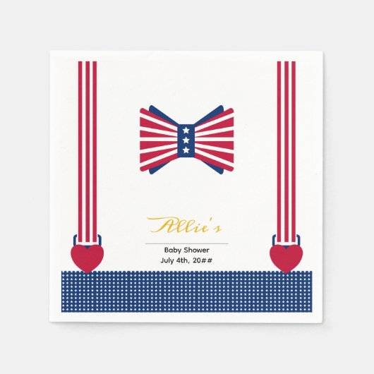 Red White & Blue Streifen 4. Juli Babydusche Serviette (Vorderseite)