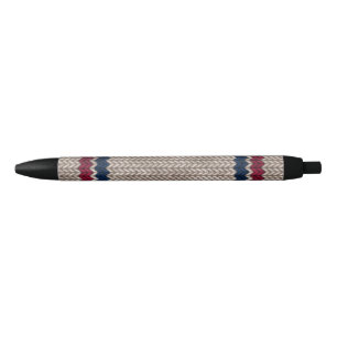 Red White Blue Strick Look Stripe Muster Kugelschreiber