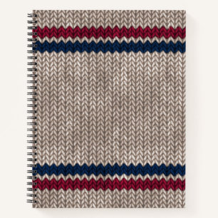 Red White Blue Strick Look Stripe Muster Notizblock