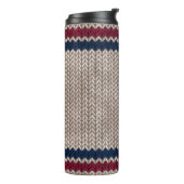 Red White Blue Strick Look Stripe Muster Thermosbecher (Nach links gedreht)