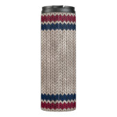 Red White Blue Strick Look Stripe Muster Thermosbecher (Rückseite)