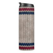 Red White Blue Strick Look Stripe Muster Thermosbecher (Nach rechts gedreht)