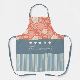 Red White Blue Stripe Block Print Stars Schürze