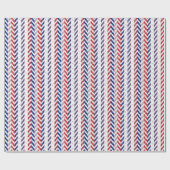 Red White & Blue Strips Ikat Zickzack Muster 2 Geschenkpapier (Flach)