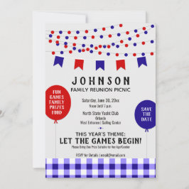 Red White Blue Summer Picnic GRILLEN Family Wieder Save The Date