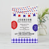 Red White Blue Summer Picnic GRILLEN Family Wieder Save The Date (Stehend Vorderseite)