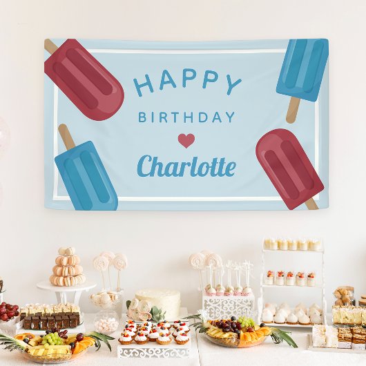Red White & Blue Summer Popsicle Kindergeburtstag Banner