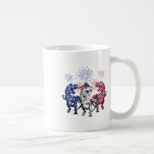 Red White Blue T Rex Dinosaur Feuerwerk 4. Juli Kaffeetasse