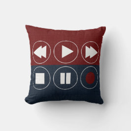 Red white blue Tech Icons Rewind Fast Forward Kissen