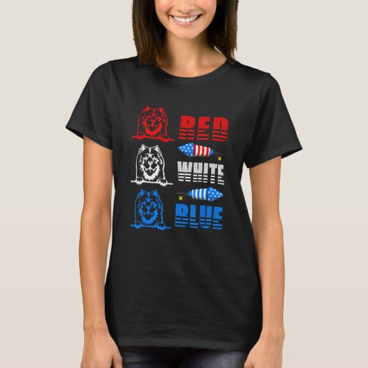 Red White Blue Three Cute Chow Chow 4th July Ameri T-Shirt (Vorderseite)