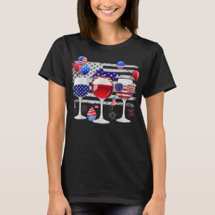 Red White Blue Three Wine Brillen American Flag 4t T-Shirt