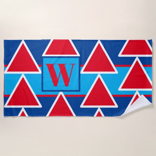 Red White Blue Triangle Beach Handtuch (Vorderseite)
