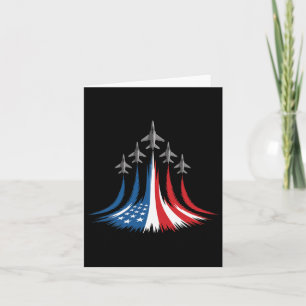 Red White Blue US Flag Fighter Jets 4. Juli Karte