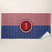 Red White Blue US Flagge Pattern Patriotic Strandtuch (Vorderseite)