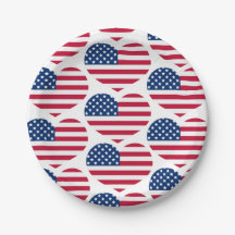 Red White Blue USA Flag Hearts 4. Juli Patriotic