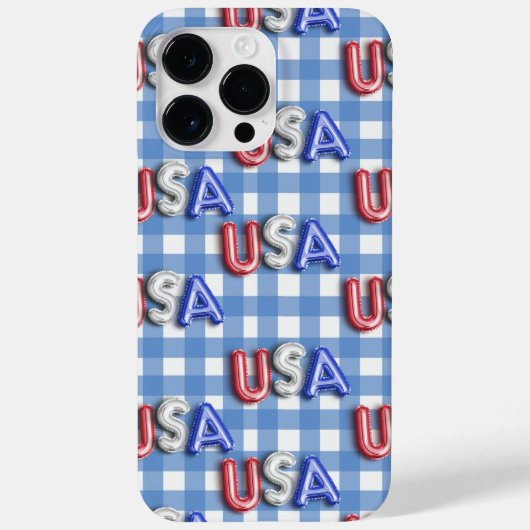 RED WHITE BLUE USA MIT BLAU & WHUE KARIERT Case-Mate iPhone HÜLLE (Rückseite)